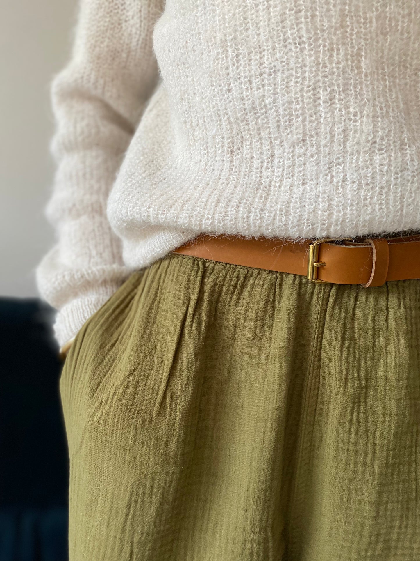 TRAVERSE ceinture fine couleur naturel boucle à rouleau avec passant
