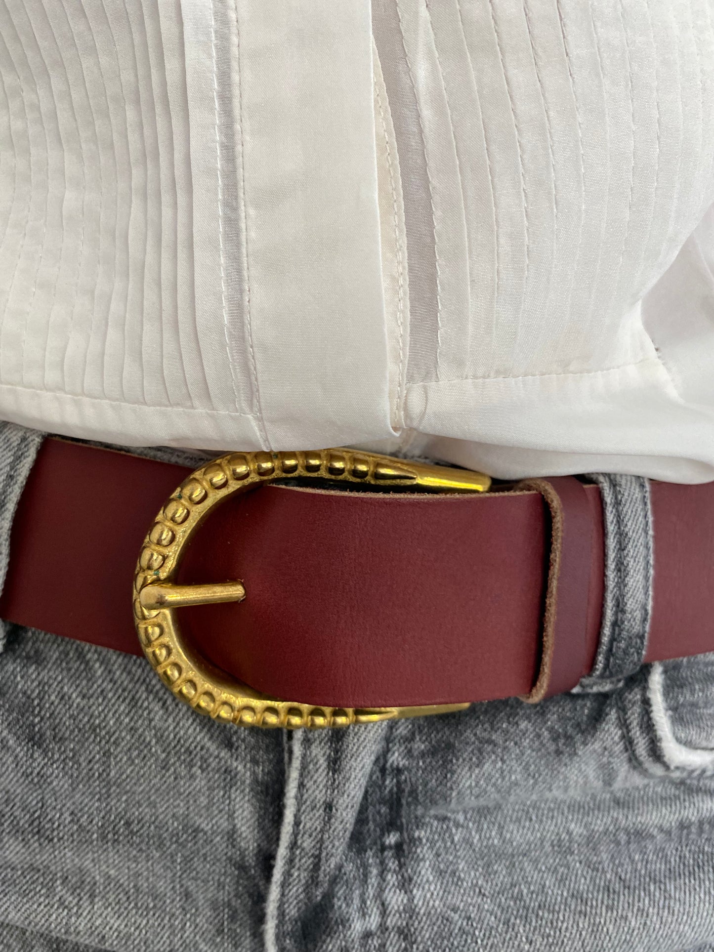 boucle laiton perle classique lie-de-vin ceinture TRAVERSE