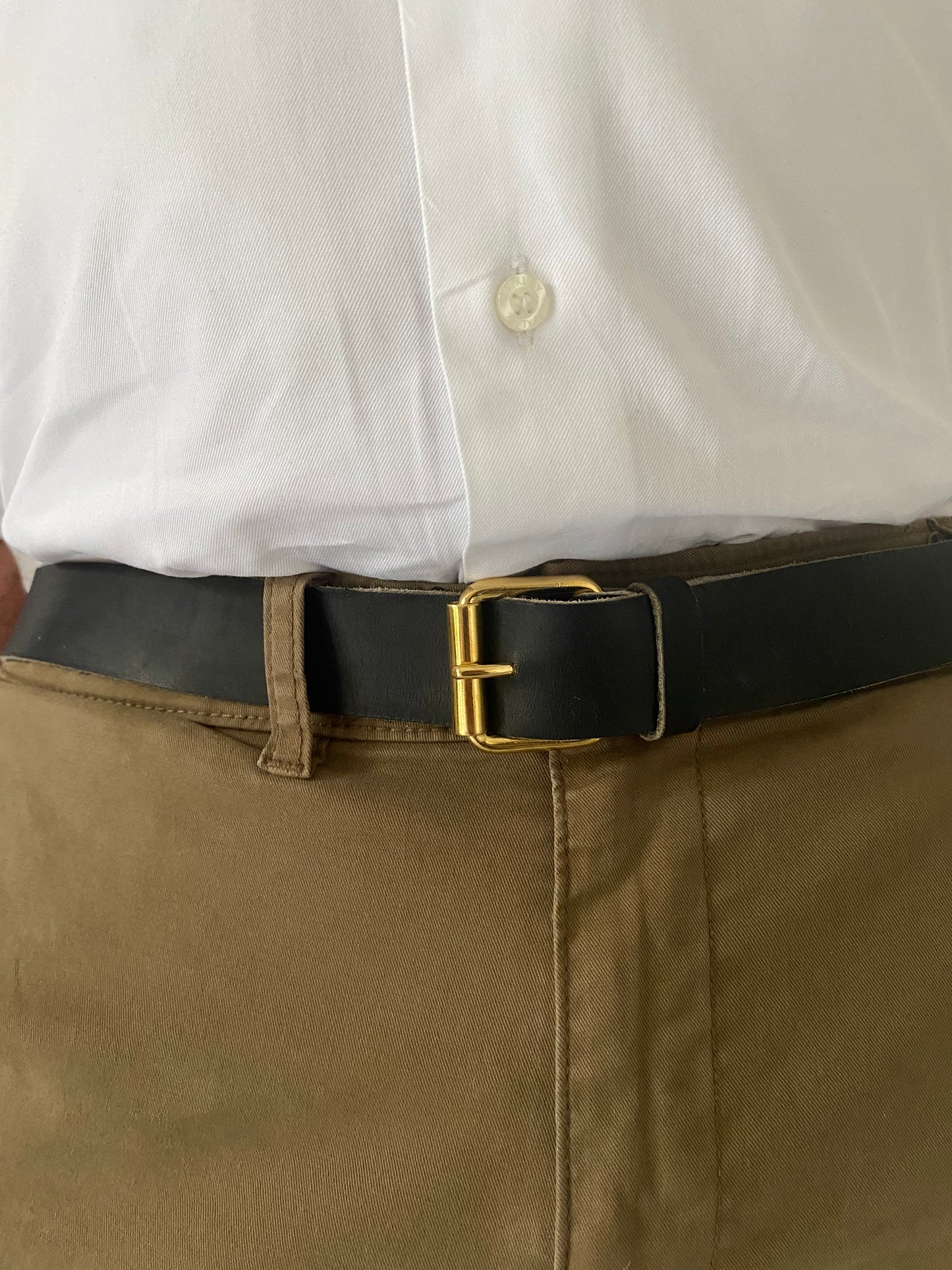 ceinture HOMME cuir nuit boucle laiton doré