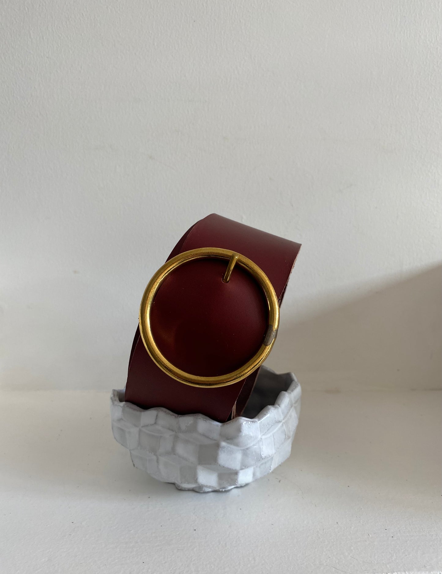 ceinture TRAVERSE boucle ronde XL cuir lie-de-vin