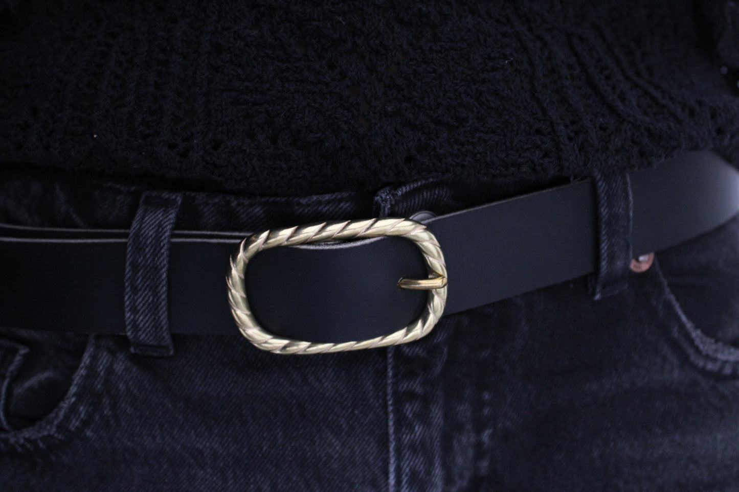 ceinture TRAVERSE boucle torsadée cuir nuit