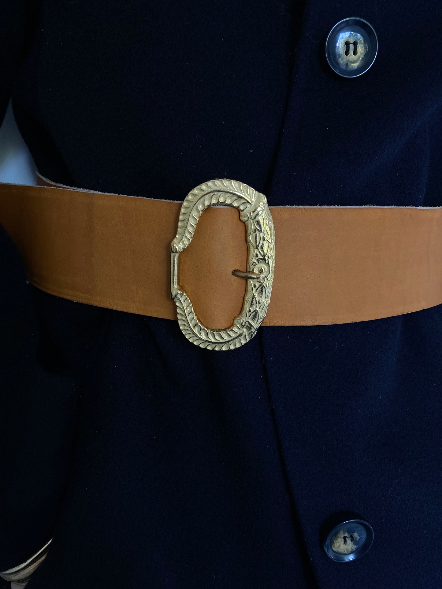 ceinture TRAVERSE cuir naturel boucle au rameau laiton