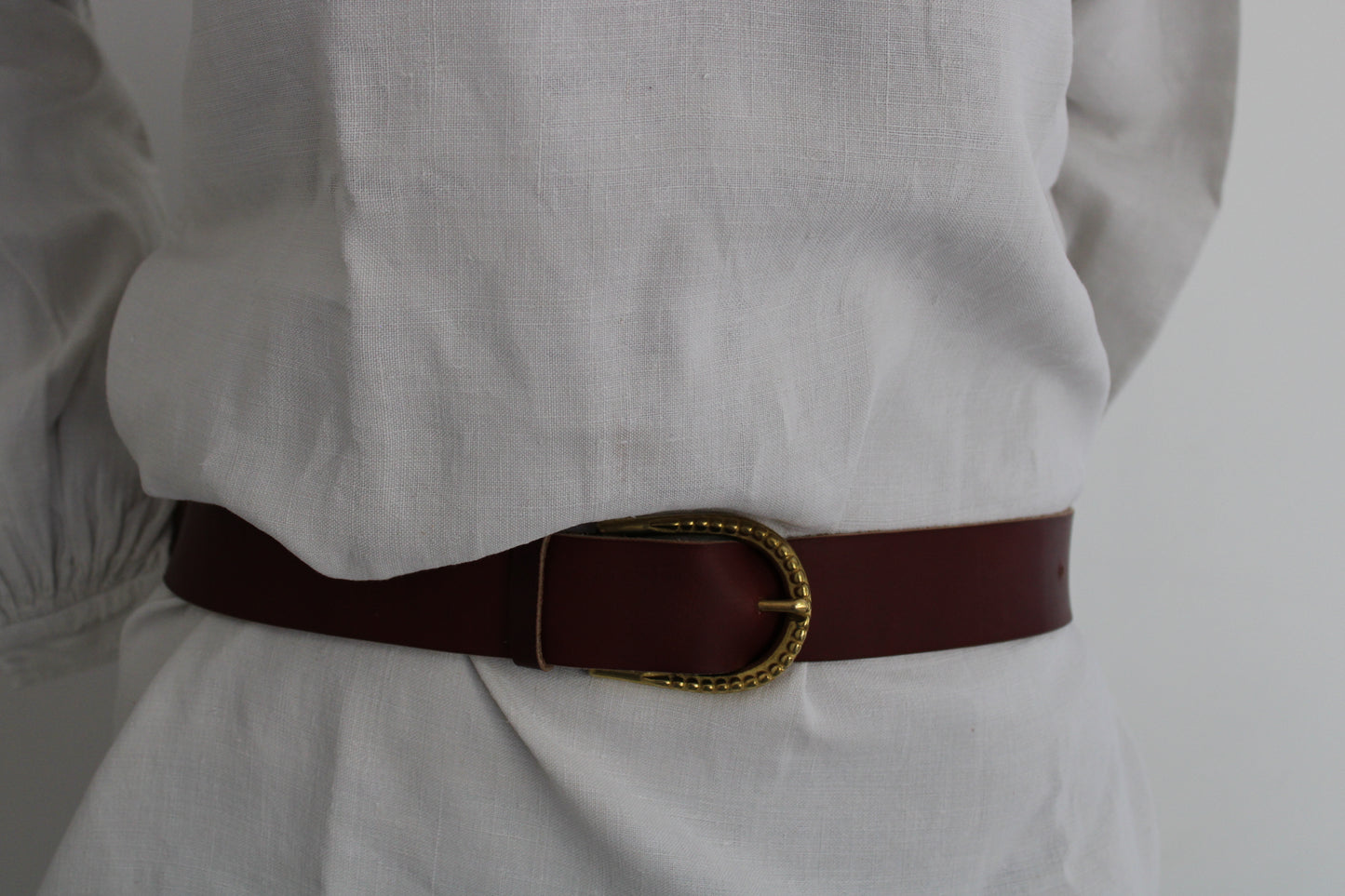 ceinture classique TRAVERSE boucle perle classique cuir lie-de-vin