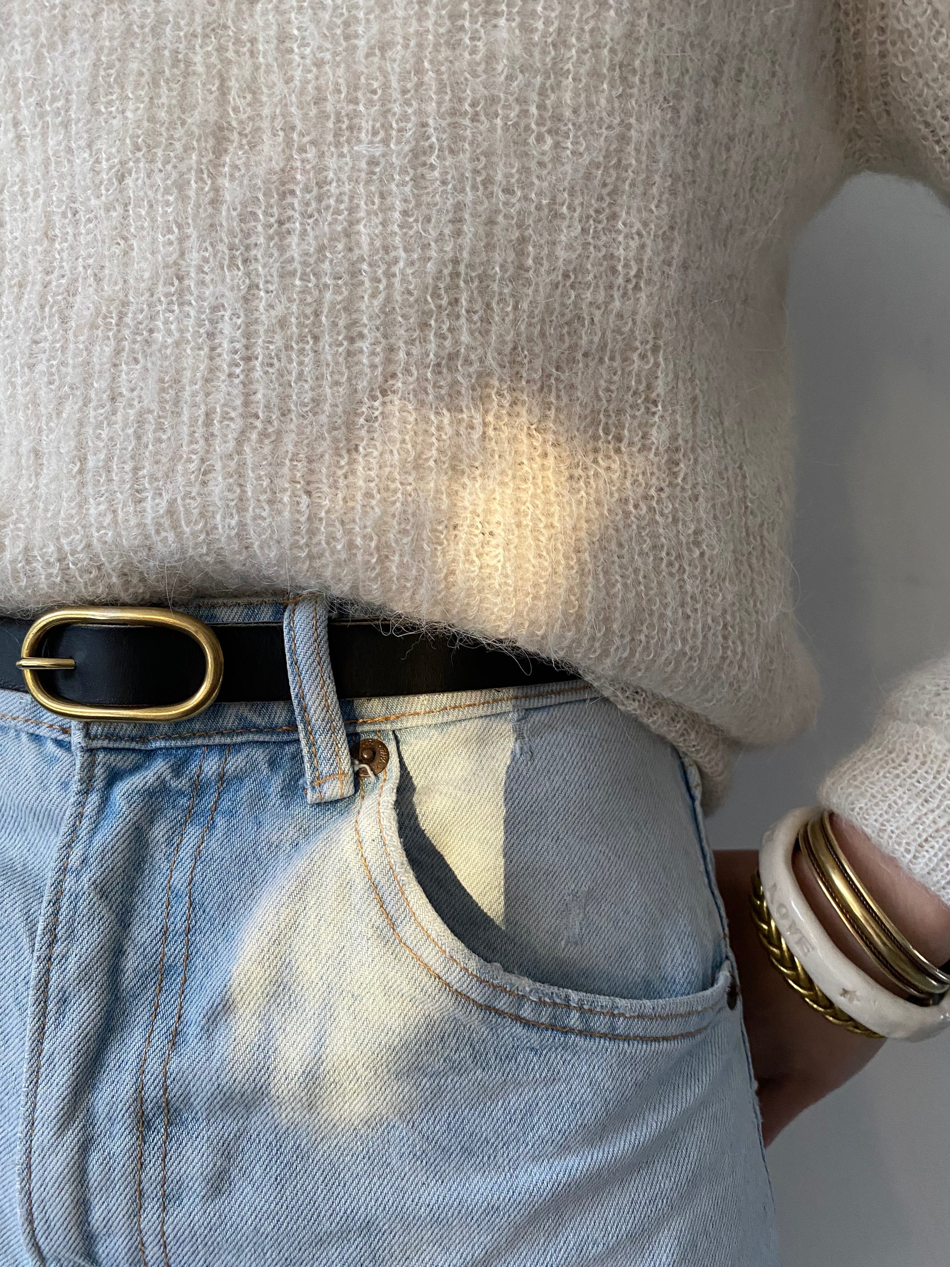 TRAVERSE ceinture fine boucle ovale cuir nuit